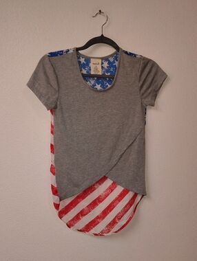 Layered Grey Tee with Star & Stripe Back - Women 43